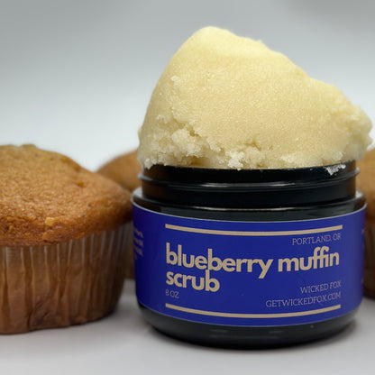 Experience the delightful Blueberry Muffin Scrub by Wicked Fox, expertly crafted in Portland. This invigorating body scrub is perfect for gay men seeking to reduce butt acne or stretch marks. Indulge in the sweet scent of blueberries as this scrub gently exfoliates and nourishes your skin. Enhance your self-care routine with our range of fashionable jockstraps, designed to empower and complement your unique style. Elevate your skincare game with Wicked Fox."