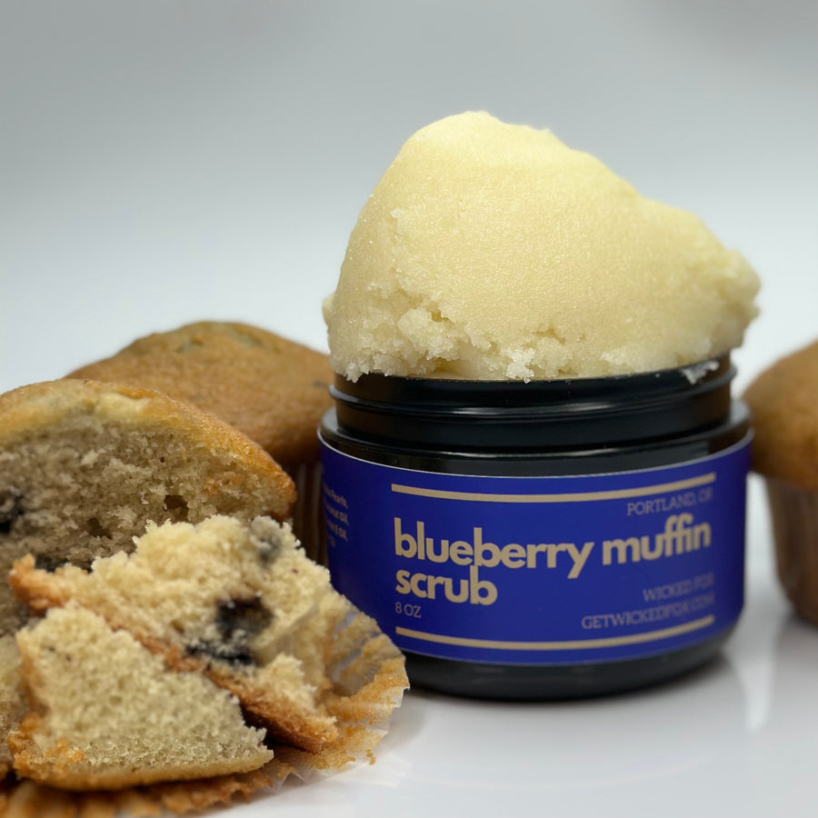 Experience the delightful Blueberry Muffin Scrub by Wicked Fox, expertly crafted in Portland. This invigorating body scrub is perfect for gay men seeking to reduce butt acne or stretch marks. Indulge in the sweet scent of blueberries as this scrub gently exfoliates and nourishes your skin. Enhance your self-care routine with our range of fashionable jockstraps, designed to empower and complement your unique style. Elevate your skincare game with Wicked Fox."