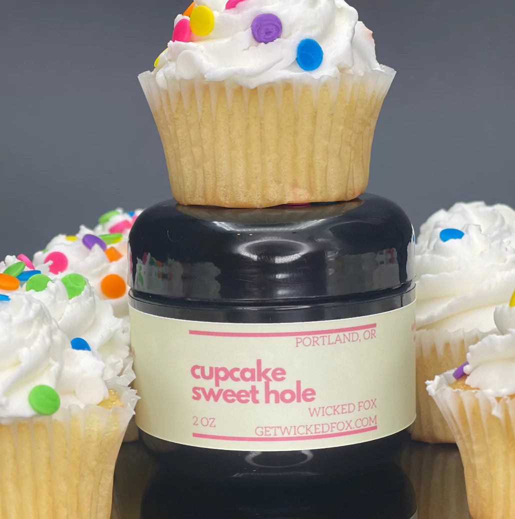 a cupcake sweet hole by wicked fox has multiple delicious vanilla cupcakes all around it. this is the best product for flavoring your skin when being intimate. 