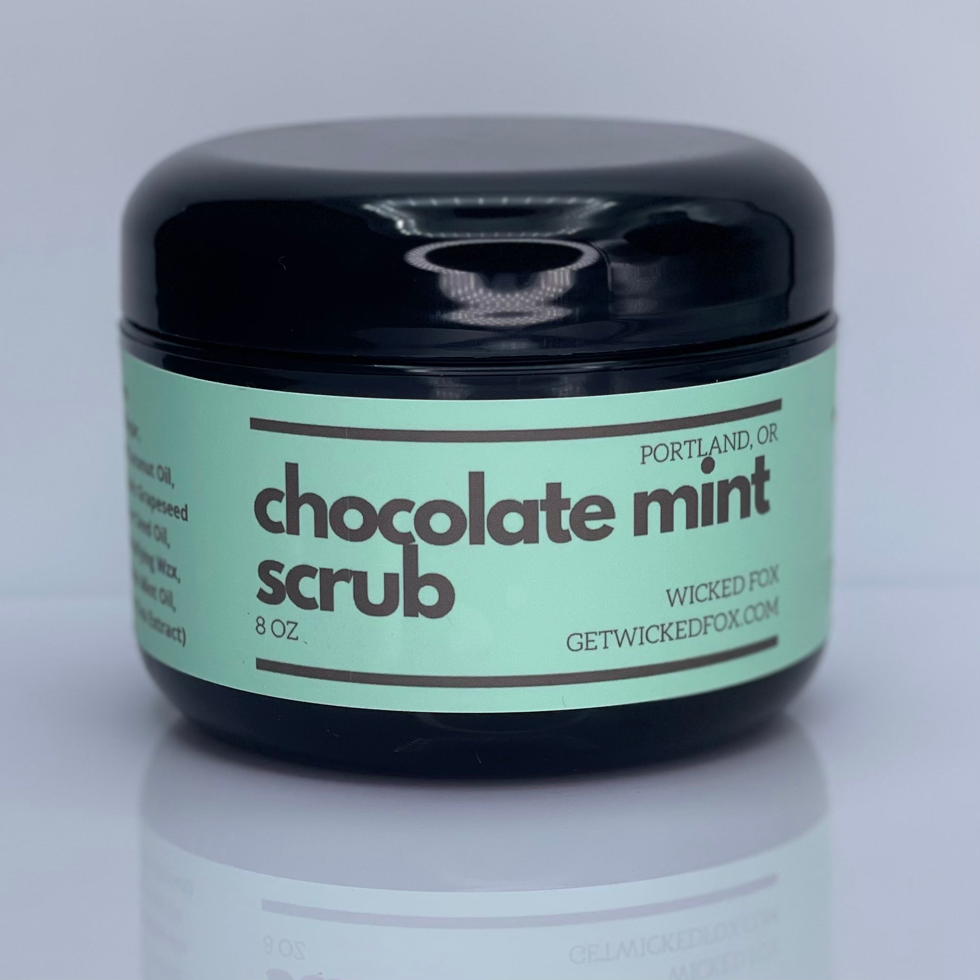 Wicked Fox Chocolate Mint Scrub - Made in Portland, perfect for gay men combating butt acne and stretch marks. Indulge in self-care with this luxurious product. Also check out our jockstraps for added confidence and style.